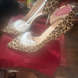 Tamara Mellon D’Orsay Calf Hair leopard print heels